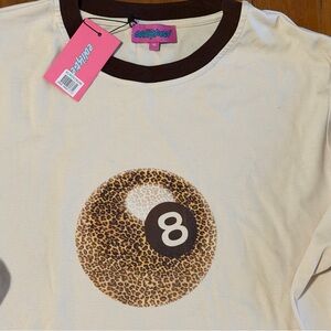 Edikted Cream Leopard 8 Ball Kids Long Sleeve Tee